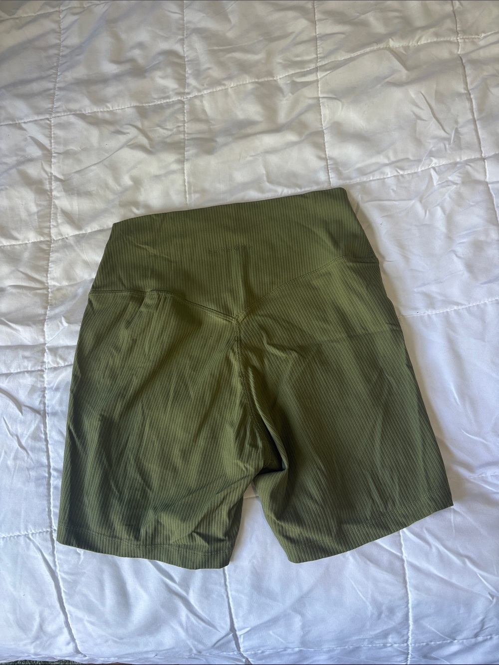 Paragon | Women's High-Rise Olive Green Ribbed Shorts